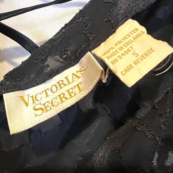 Vintage Victoria's Secret Gold Label Black Lace Slip Dress S Bow Whimsigoth Y2K - Picture 5 of 5